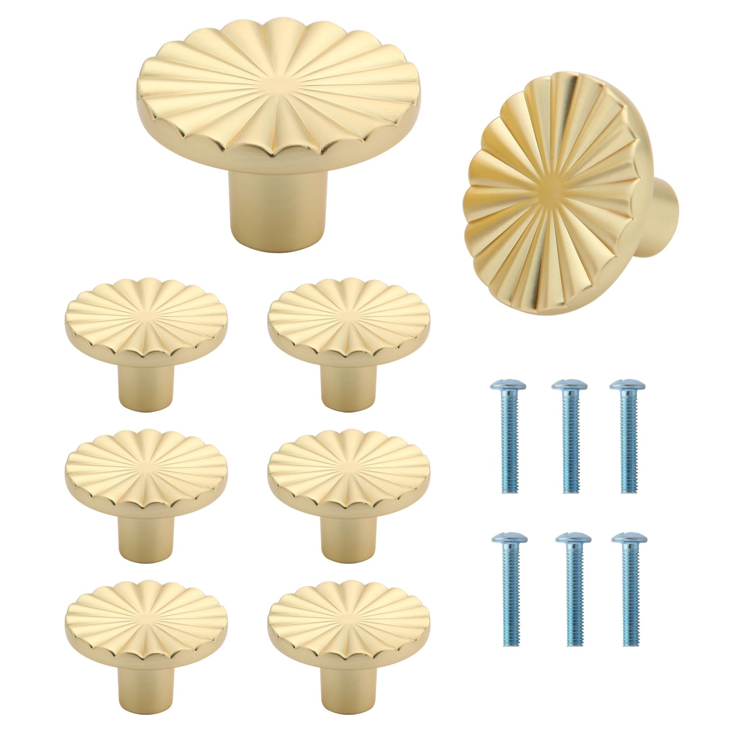 Gelewuld Round Cabinet Knobs, 6 Pcs Drawer Knobs, Kitchen Gold Cabinet Handles, Vintage Cabinet Pulls with Screws for Cupboard, Wardrobe