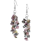 TUMBEELLUWA Crystal Chip Stone Dangle Hook Earrings for Women Healing Chakra Tumbled Stones Eardrops