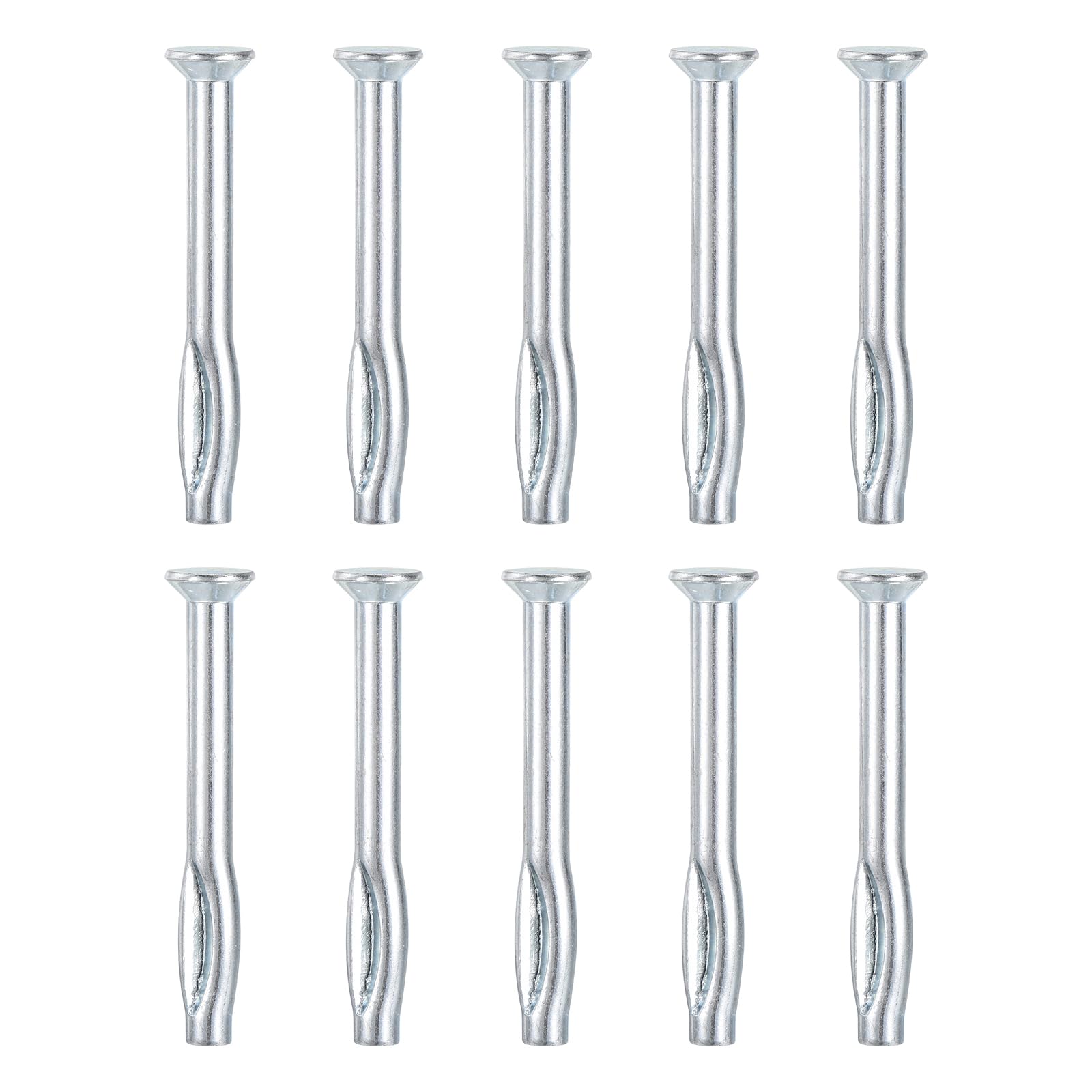 DTGN 1/4" x 2-1/2"(D x L) Split Drive Concrete Anchors - 10Pack - Good for Concrete Drywall - Carbon Steel Hammer Drive Nail - Silver