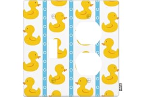 Pznen Cute Ducks Light Switch Covers Yellow Rubber Duck Combination Wall Plate 1 Toggle Switch Cover 1 Duplex Outlet Cover, Standard Size 4.5" x 4.57"