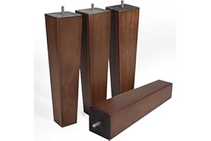 WEKIS Solid Oak Wood Furniture Legs, 12 Inch, Brown Oak Wood, Set of 4, Square, Mid-Century, Natural, Multipurpose, Screw-In, Couch, Sofa, Cabinet, Bench, Bed, Indoor Furniture Upgrades