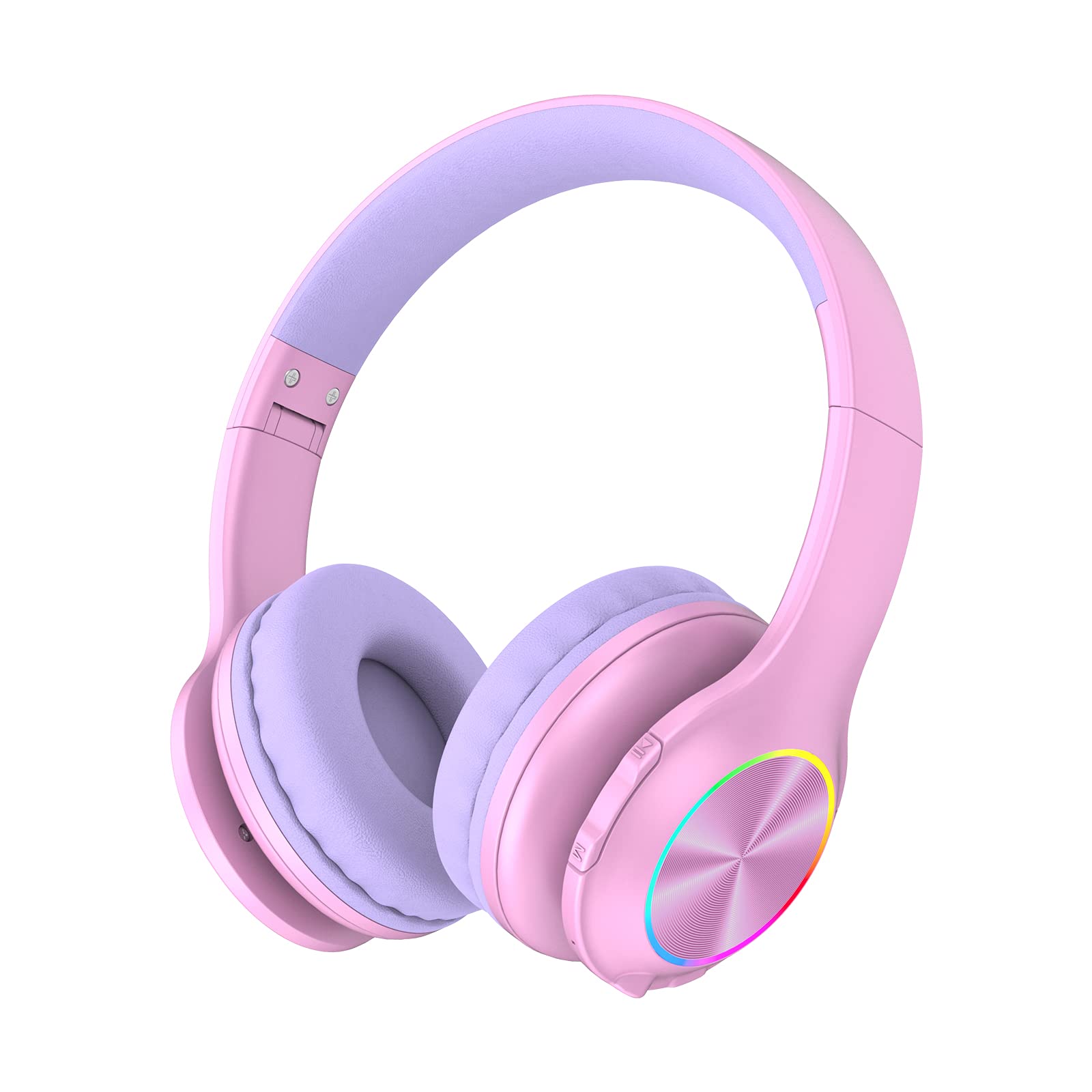 Photo 1 of 2024 Bluetooth Kids Headphones Fit for Aged 3-21, Colorful LED Lights Comfort Wireless Headphones with Microphone 94dB Volume Limited for School/iPad/PC/TV/Cellphones, Wired & TF Card Mode, Pink