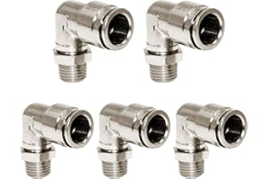 Beduan Brass BPL Push to Connect Air Fittings Elbow 3/8" Tube OD x 1/4" NPT Male 90° Degree Adapter (Pack of 5)