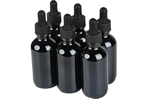 NOOEEISS 6 Pcs, 2oz Dropper Bottle, Black Glass Eye Dropper Bottle, Tincture Bottles with Dropper, Leak-Proof Design, Stronger Suction, for All Kinds of Mixed Liquids