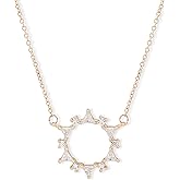 Lonna & Lilly Gold and Crystal 16'' pendant necklace featuring all around crsytal closed wreath design with 3'' extender piece