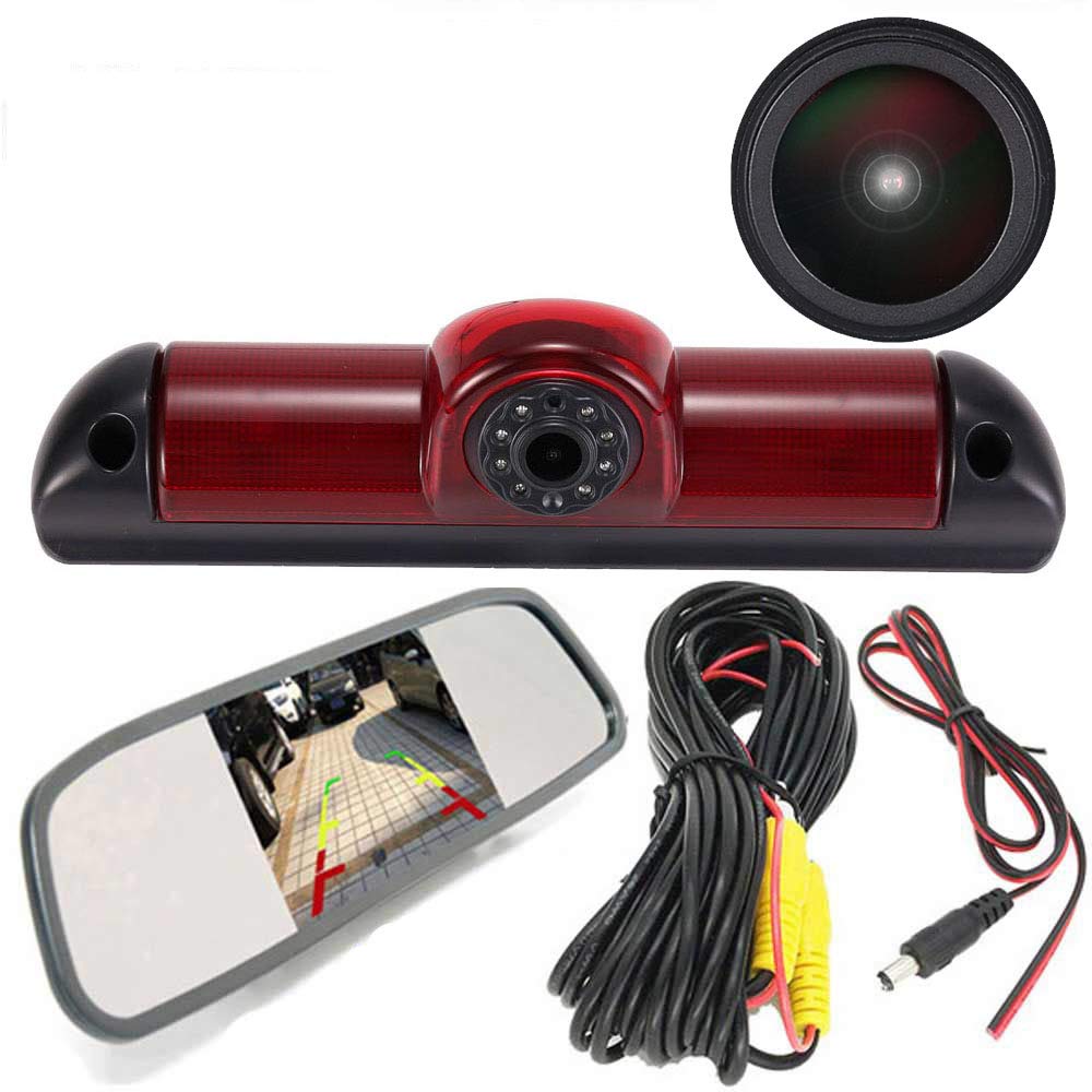 4.3'' Inch HD Rearview Mirror + 1280x720 Pixel 1000TV Lines HD Reversing Camera, HD Night Vision Rear View Backup Camera for Fiat Ducato X250 X290/Peugeot Boxter/Citroen Jumper Transporter Van