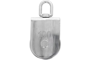 3.9in M100 Lifting Single Pulley Roller Loading 1000 kg/2205lb,316 Stainless Steel Single Wheel Swivel Pulley Block for Boat 