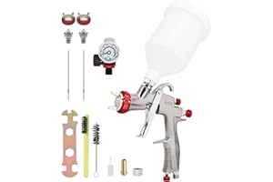 LIYSNPTY LVLP Spray Gun R500 with 1.3/1.5/1.7mm Nozzle and Air Pressure Regulator Gauge Professional Gravity Feed Paint Gun Sprayer for Automotive Basecoat, Clearcoat Primer