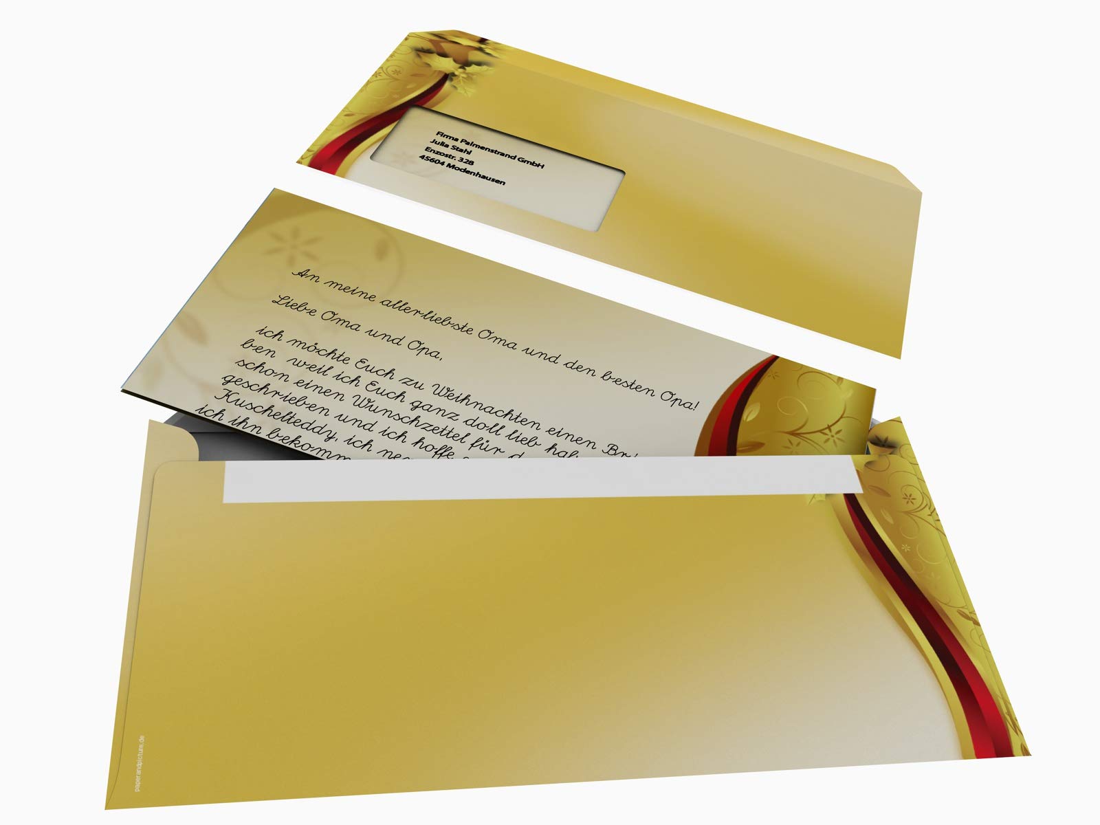 Weihnachtspapier Weihnachtsornamente, 50 Blatt Weihnachts-Motivpapier 90g/qm und 50 passende Motivumschläge DIN LANG