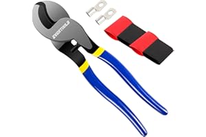 EVERTOOLS Heavy Duty Cable Cutter, 10-Inch Cable Cutting, High Leverage and Anti-Pinch Design, for Cutting Aluminum Copper Wire Cable - Includes 2 Terminals & 4 Heat Shrink Sleeves
