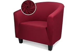 Treaful Arm Chair Slipcover,1 Piece Wine Red Stretch Club Barrel Chair Slipcover, Club Chair Slipcover with Arms Soft Armchair Sofa Cover Removable Couch Furniture Protector for Bar Living Room