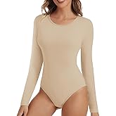 MAXTOOA Long Sleeve Bodysuit Crew Neck for Women Stretchy Soft Shirts 2025 Fall Body Suits for Womens