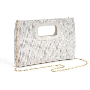 CARIEDO Women's Straw Clutch Cutout Handle Purse Beach Vacation