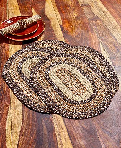 Better Trends Homestead Farmhouse Country Rustic Eco-Friendly Jute Braided Dining Table Placemats Tabletop, Set of 4, Heat Resistant, 13x18 (Espresso or Burgundy)