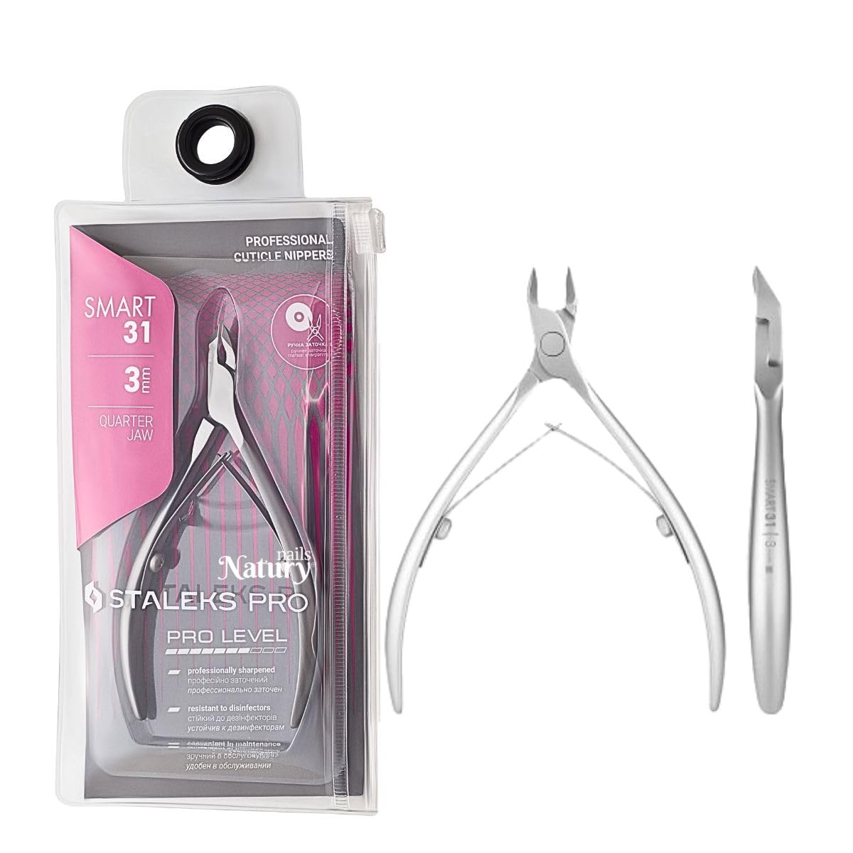 STALEKS PRO by Natury Nails Professional Cuticle Nipper 3 mm Stainless Steel (Smart 31-3 mm)