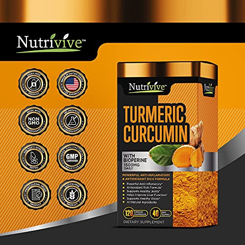 Nutrivive™ Turmeric Curcumin with BioPerine, 1500mg Black Pepper