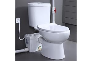 FLODREAM Compact Macerating Toilet With Macerator Pump for Basement Upflush System, Included Dual-flush Water Tank, 16.5" Toilet Bowl, Toilet Seat, Household Residential Two-Piece Toilet