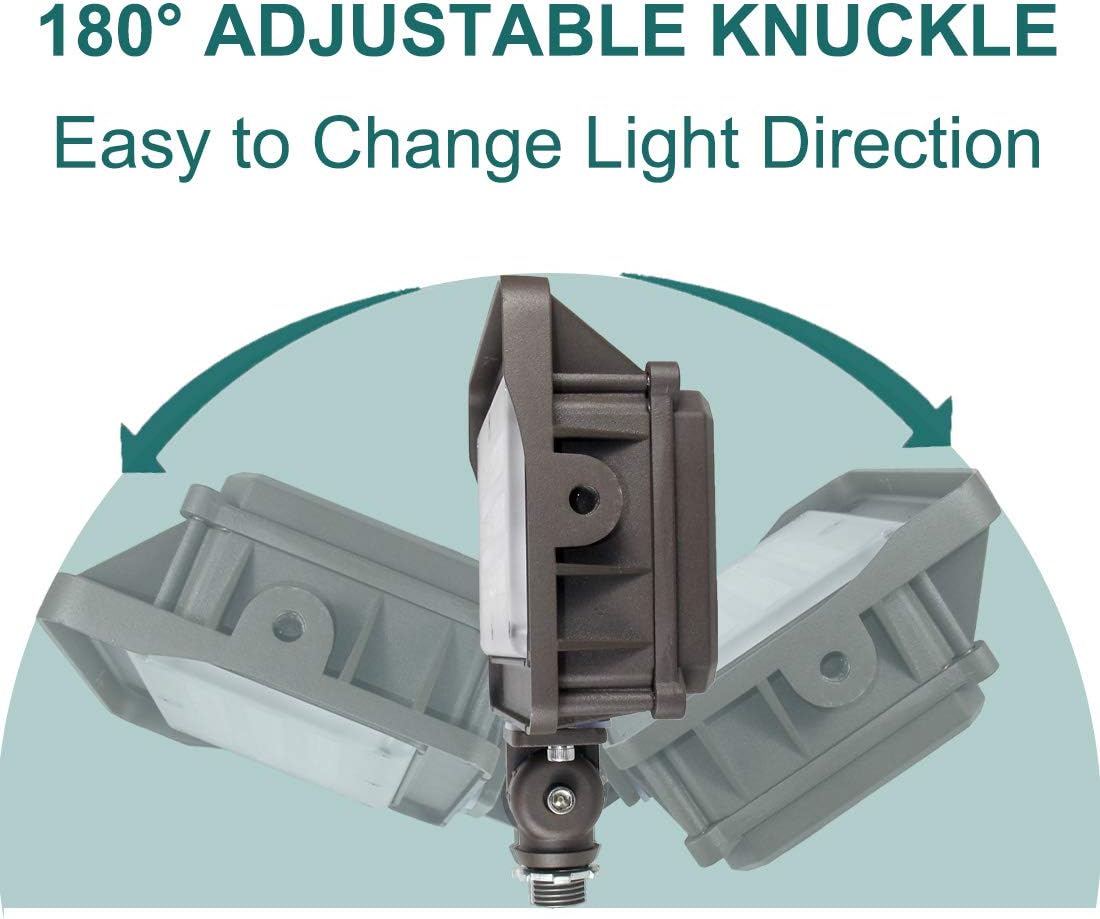 Kadision LED Flood Light with 180° Adjustable Knuckle, 50W Security Lights IP65 Waterproof Outdoor Lighting, 250W Equivalent 5000K 6500lm 100-277Vac, ETL DLC Listed 10-Year Warranty (No Photocell) - - 