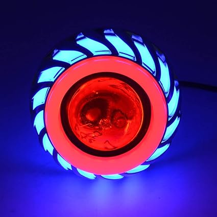 Double Aperture Led Lens Angel Eye Demon Headlight Modification 12v 85v Strobe Light 10lm Cree Lamp Beads Super Bright 30w Suitable For Motorcycle Electric Car Bigbluered Amazon Co Uk Car Motorbike