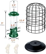 iBorn Squirrel Proof Bird Feeder 8 Inch Green All Metal Anti-UV Cage view 6