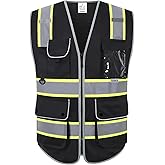 XIAKE Reflective Safety Vest for Men & Women High Visibility Class 2 Vest with Pockets Meets ANSI Standards