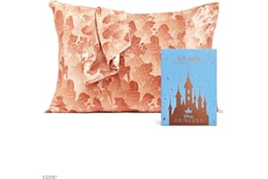 Kitsch x Disney Satin Pillowcase with Zipper for Hair & Skin, Softer Than Silk Pillow Cases Queen, Pillow Covers, Machine Washable, Wrinkle-Free, Satin Pillow Cases Standard Size 19x26 Disney Princess
