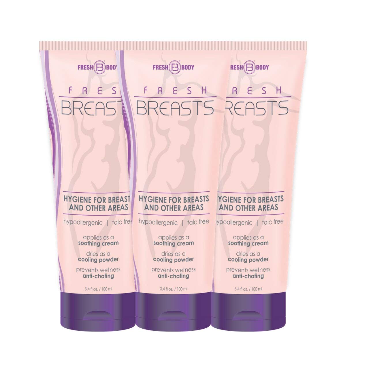 FRESH BREASTS Female Hygiene Antiperspirant 3.4 oz (3 PACK