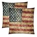 InterestPrint Vintage USA American Flag Pillowcase Pillow Cushion Case Cover 18x18 Twin Sides, Retro Star Stripe American Patriotic Polyester Zippered Throw Pillow Case Decorative, Set of 2