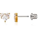 limerencia 20G Hypoallergenic Titanium Screw Back Earrings G23 Implant Grade F136 Studs Post for Sensitive Ears Tragus Helix Cartilage