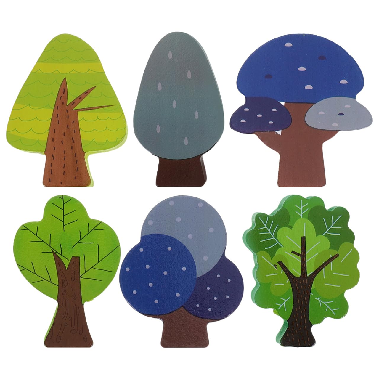BESPORTBLE 6PCS Mini Wooden Train Track Trees Colorful Forest Decoration for Boys and Girls Railway Accessories for Toy Train Sets Wooden Play Blocks for Model Railways