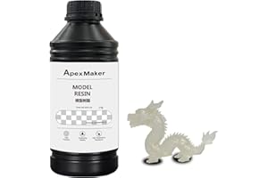 ApexMaker 3D Printer Resin Clear, 1000g, High Precision, Low Odor, Quick Curing Standard Resin, 385-405nm UV Curing 3D Printing Liquid Photopolymer Resin for LCD DLP SLA 3D Printers Translucent