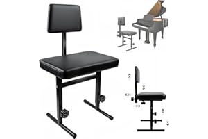 Lilvduybz Piano Bench with Backrest, Adjustiable Piano Chair with Padded Cushion, 15-18 inch Height Adjustable Stool Chair fo