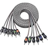 RECOIL RCI612 100% Oxygen Free Copper 12ft 6-Channel RCA Audio Cable, Twisted Pair with Noise Reduction