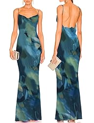 Capuffy Women Tie Dye Maxi Dresses Lace Backless