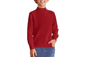 Haloumoning Boys Turtleneck Sweater Kids Fashion Long Sleeve Knit Pullover Sweaters 5-14 Years