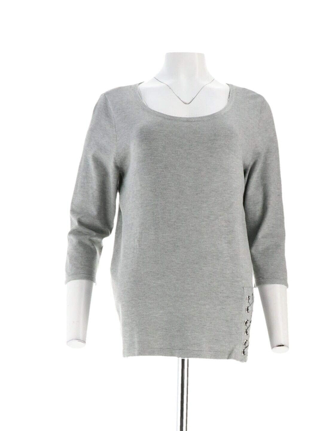 Joan Rivers Scoop Neck Sweater Lace Up 