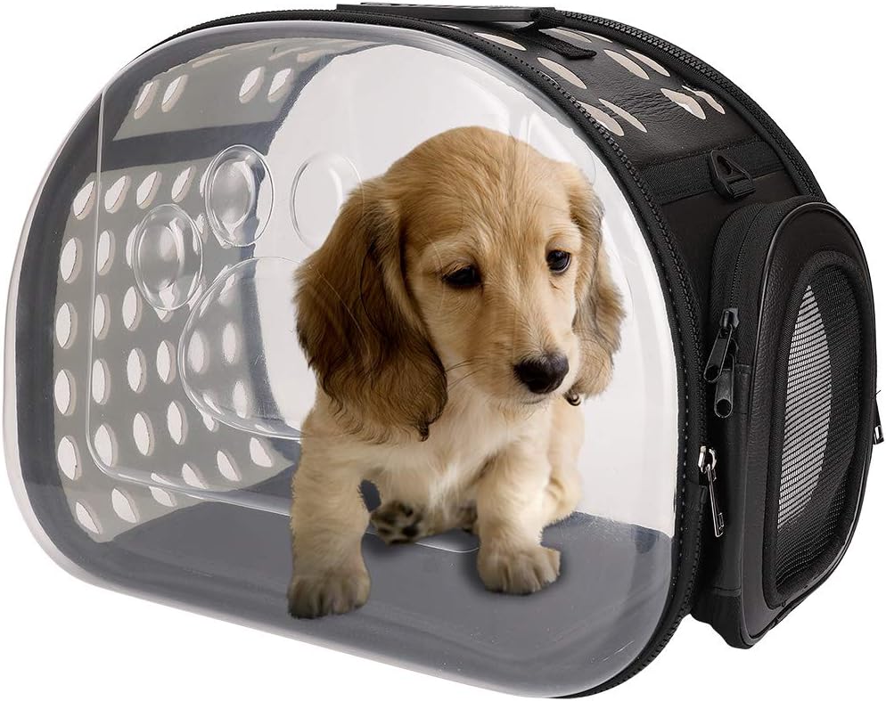 HALOViE Soft Sided Cat Carriers, Airline Approved Transparent Pet Carrier Breathable Portable Outdoor Travel Bags Collapsible Clear Tote for Small Medium Animals Dogs Rabbits Less Than 13lb