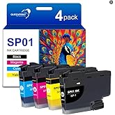 SP01 SP-1 Sublimation Ink Cartridges SP-1 SP01BKS SP01CS SP01MS SP01YS Ink Compatible with Br0ther Thermo Sublimation SP-1 Printers(4-Pack 1 Black 1 Magenta 1 Yellow 1 Cyan)