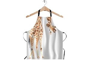 WONDERTIFY Funny Giraffe Apron,Wild Animal Watercolor Giraffe Brow White Bib Apron with Adjustable Neck for Men Women,Suitable for Home Kitchen Cooking Waitress Chef Grill Bistro Baking BBQ Apron