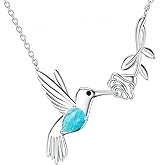 BETHZA Hummingbird Necklace for Women 925 Sterling Silver Hummingbird Pendant with Genuine Amethyst Hummingbird Jewelry Gifts for Women Christmas Gifts Birthday Present Mother’s Day Gift