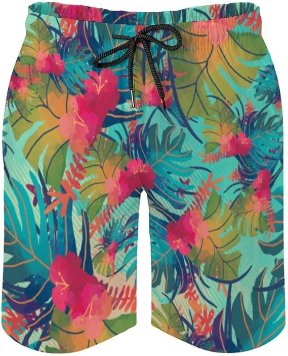 Amazon ショートパンツ 自然の葉 柄 サーフパンツ 海水パンツ 水着 メンズ ビーチパンツ ボードショーツ 速乾 短パン スイミング 五分丈 通気速乾 水着と普段着両方 ゴムウェスト S 2xl ショートパンツ 通販
