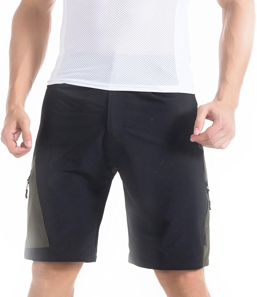 TOMSHOO Men's Baggy Cycling Shorts Breathable Loose-Fit Outdoor Sports MTB Cycling Running Shorts: Clothing