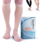 Doc Miller Calf Compression Sleeves for Petite Women &amp; Men, 20-30 mmHg | Footless Leg Sleeve, Knee High, Varicose Veins, Pregnancy, Shin Splints, Nurses, Travel, Running, Cycling, Recovery, 1 Pair