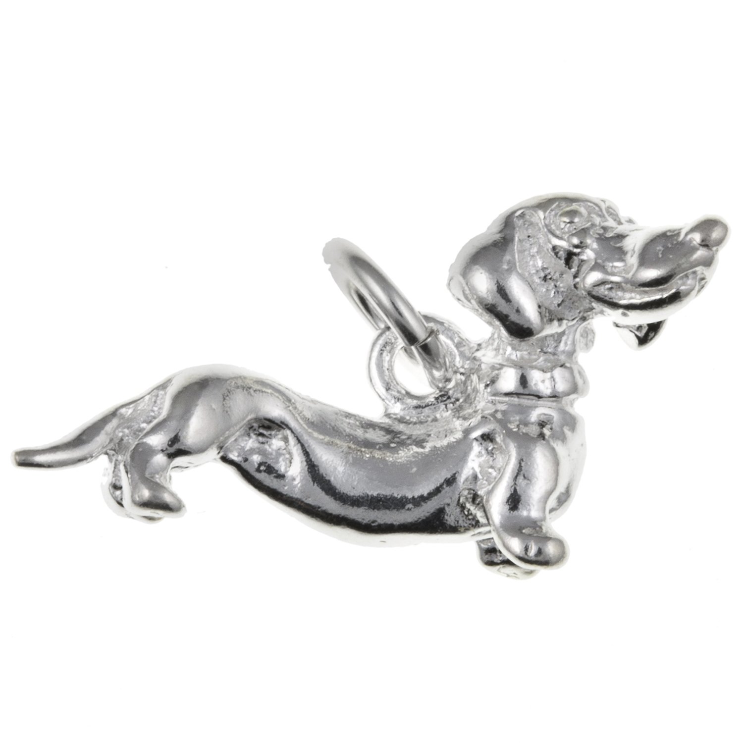 Dachshund Sausage Dog 925 Sterling Silver Charms for Bracelets Necklaces for Women - Fit European Link Charm Bracelet Necklace - Cute Women's Charms - Slider Dangle Charm