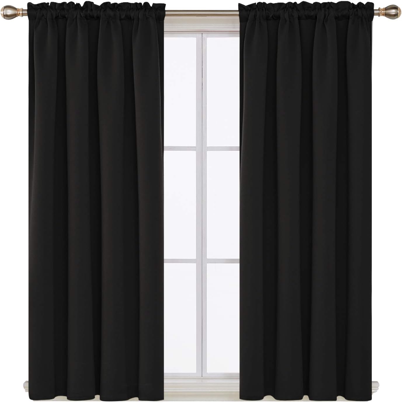 Amazon Com Deconovo Black Blackout Curtains Rod Pocket Curtain