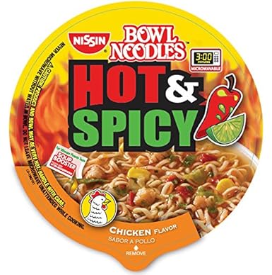 Amazon Com Nissin Hot And Spicy Bowl Noodles Chicken 3 32 Ounce Pack Of 12 Grocery Gourmet Food