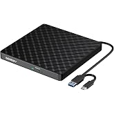 External CD/DVD Drive for Laptop PC Mac, CD Burner DVD Player for Laptop | USB 3.0 USB C CD DVD +/-RW Drive External CD Reader for Laptop Desktop PC Windows 11/10/8.1/7 Linux MacBook Mac OS Black