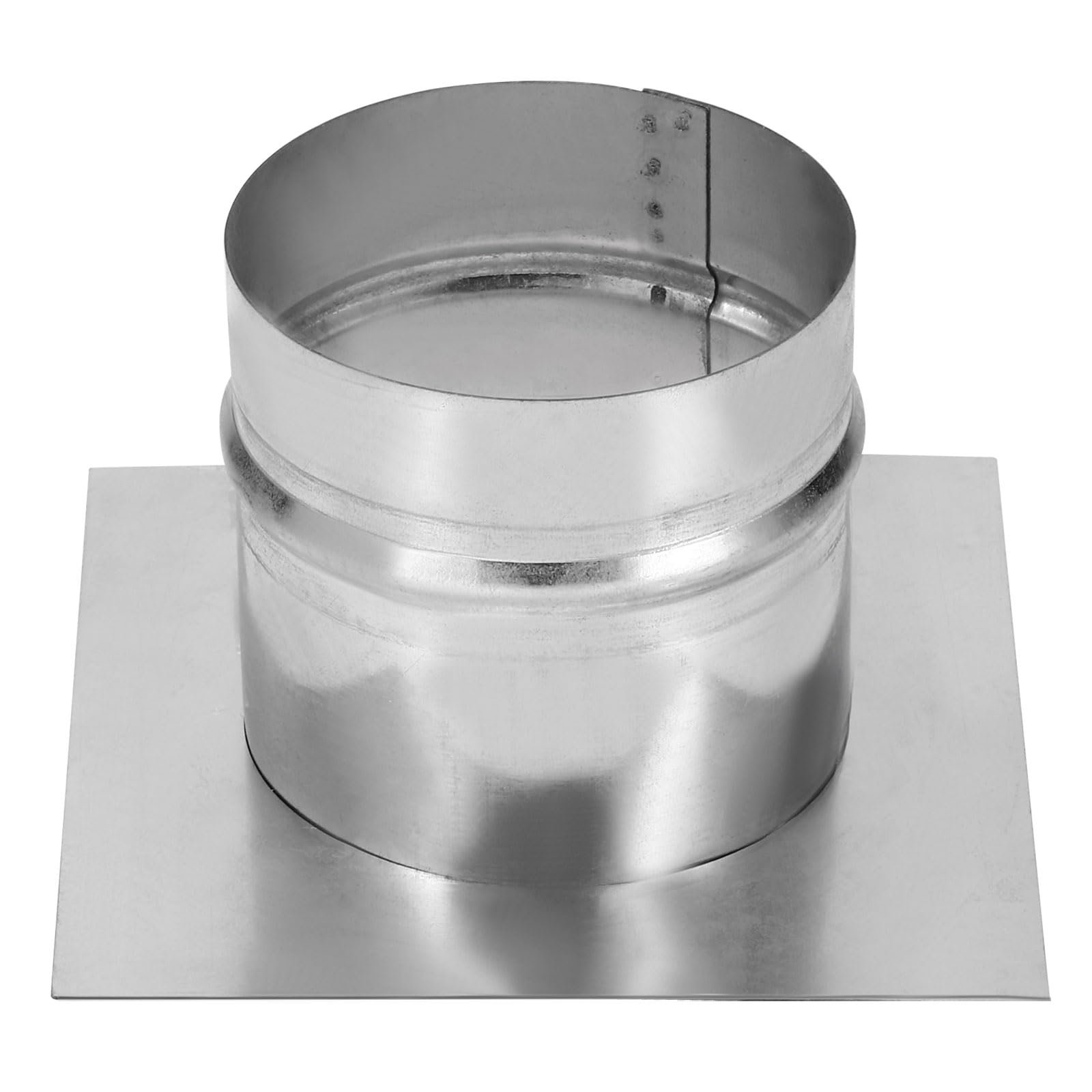 Photo 1 of PATIKIL 4" Duct Connector Flange, Galvanized Air Ducting Mounting Plate Dryer Vent Chimney Top Plate Square to Round for Heating Cooling Ventilation HVAC Exhaust Fan Vent Systems, 6"x6"