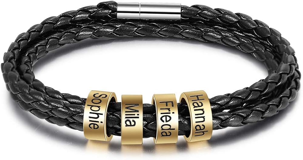 mens bracelet name beads