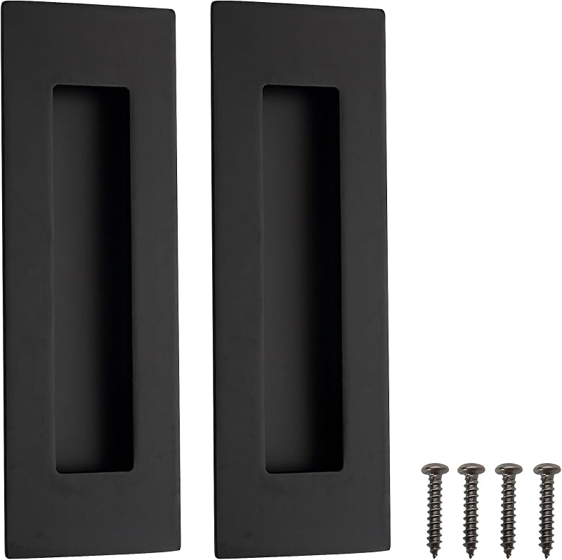 Malimali 2 Pack Stainless Steel Recessed Sliding Door Handles 150mm Matte Black